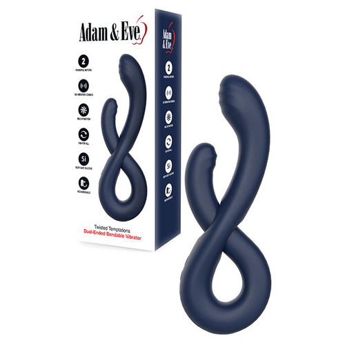 Adam & Eve TWISTED TEMPTATIONS Bendable Vibe Navy Blue 22.4 cm USB Rechargeable Bendable Dual Vibrator