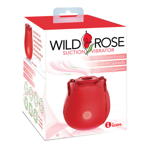 Wild Rose Suction Vibrator Red USB Rechargeable Air Pulse Stimulator