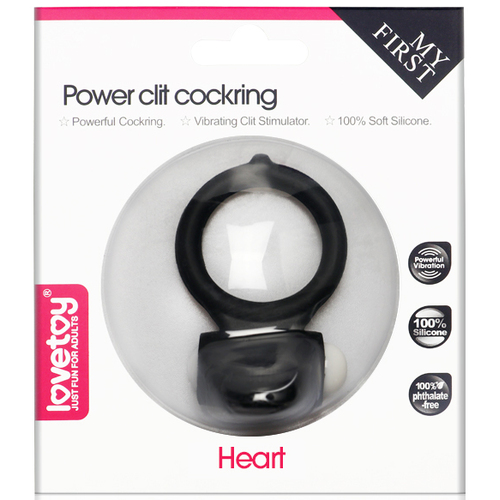 Power Clit Cockring Heart BLK