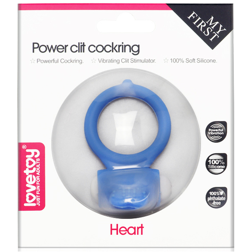 Power Clit Cockring Heart Blue