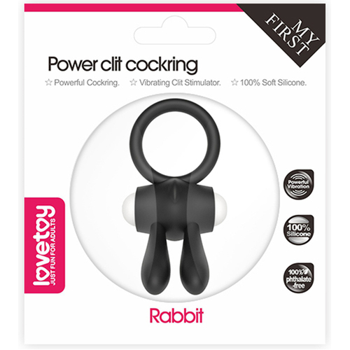 Power Clit Cockring Rabbit BLK