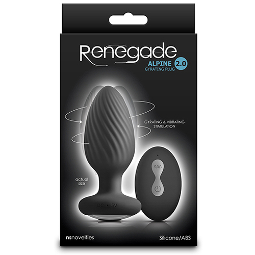 Renegade Alpine 2.0 Black 10.7 cm USB Rechargeable Gyrating Anal Plug with Remote