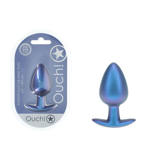 OUCH! Anal Plug - Large - Metallic Blue Metallic Blue 8.9 cm Large Butt Plug