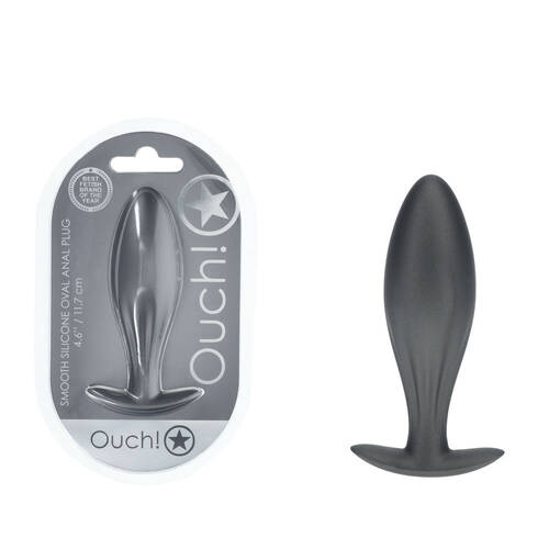 OUCH! Oval Anal Plug - Gun Metal Gun Metal Grey 11.7 cm Butt Plug