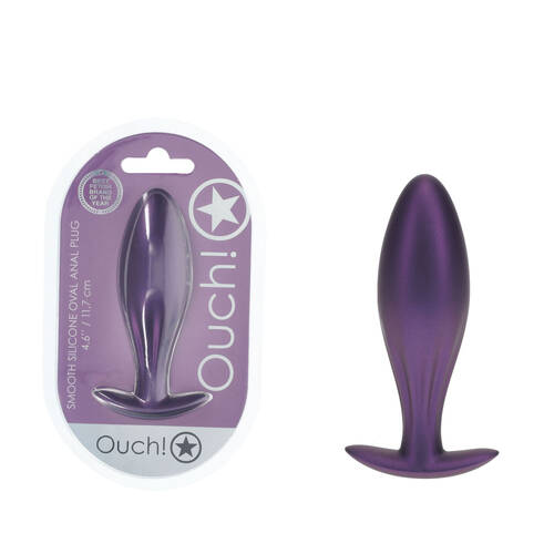 OUCH! Oval Anal Plug - Metallic Purple Metallic Purple 11.7 cm Butt Plug