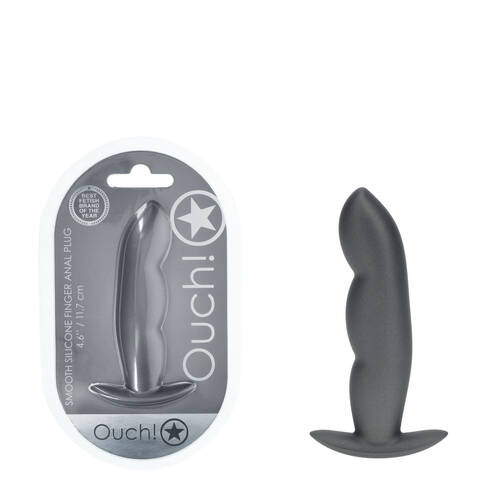 OUCH! Finger Anal Plug - Gun Metal Gun Metal Grey 11.7 cm Butt Plug