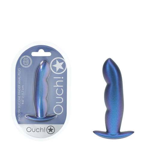 OUCH! Finger Anal Plug - Metallic Blue Metallic Blue 11.7 cm Butt Plug