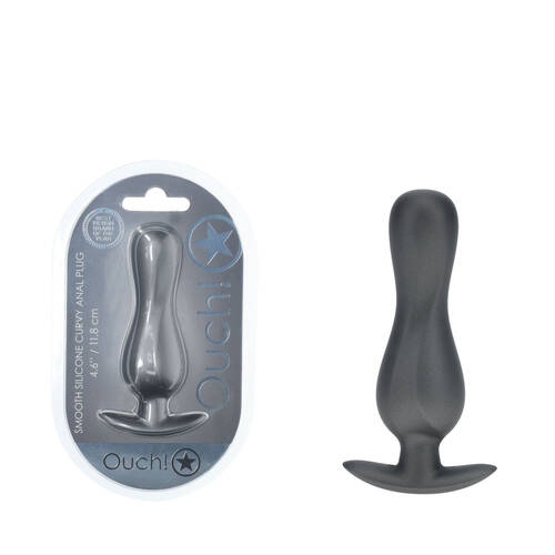 OUCH! Curvy Anal Plug - Gun Metal Gun Metal Grey 11.7 cm Butt Plug