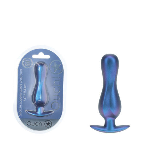 OUCH! Curvy Anal Plug - Metallic Blue Metallic Blue 11.7 cm Butt Plug