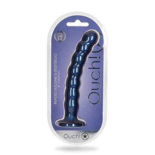 Ouch! - Beaded G-Spot Dildo - 8'' / 20,5 cm - Metallic Blue..