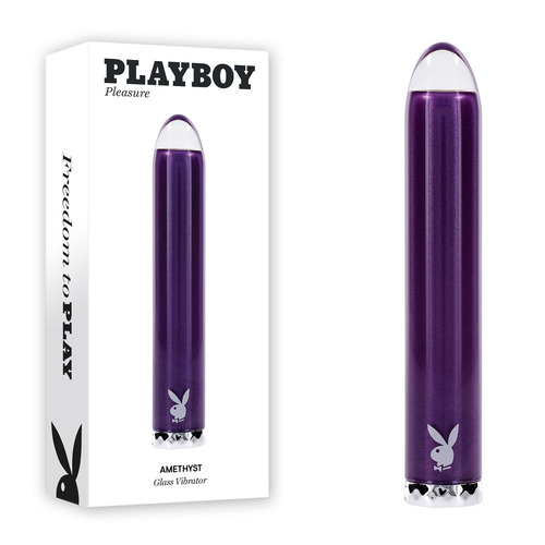 Playboy Pleasure AMETHYST Purple 12.4 cm USB Rechargeable Glass Tipped Mini Vibrator