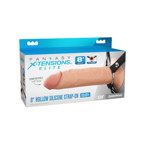 Fantasy X-Tensions Elite 8 in. Silicone Hollow Strap-on Dual Density Light