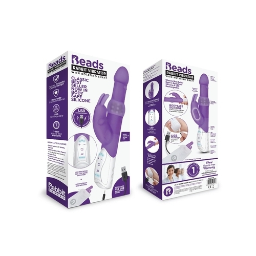 Rabbit Essentials Rechargeable Pleasure Beads Rabbit - Hot Purple