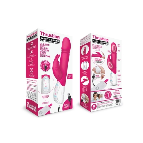 Rabbit Essentials Rechargeable Thrusting Rabbit - Hot Pink