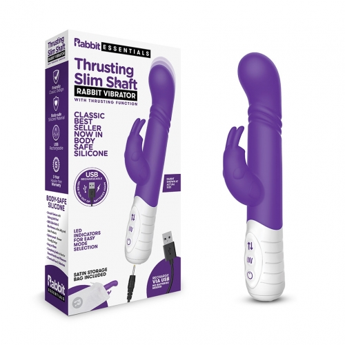 RR Rechargeable Slim Shaft thrusting G-spot Rabbit - PURPLE