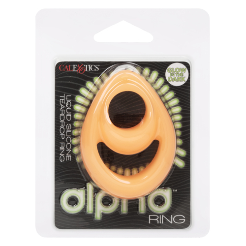 Alpha Glow-In-The-Dark Liquid Silicone Teardrop Ring