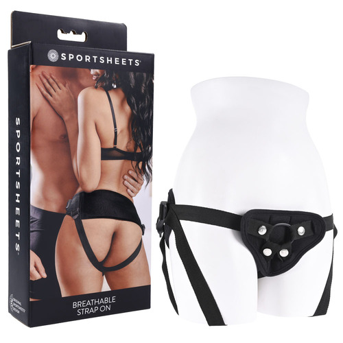 SPORTSHEETS Breathable Strap On Black Adjustable Strap-On Harness (No Probe Included)