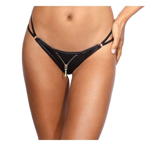 Stretch Wetlook Zip G-String M