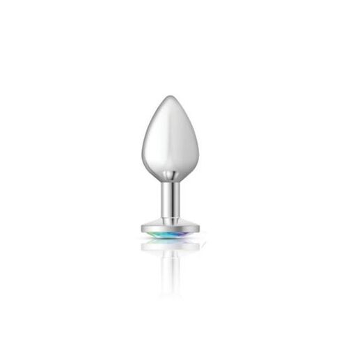 Round Butt Plug w Clear Iridescent Jewel Medium