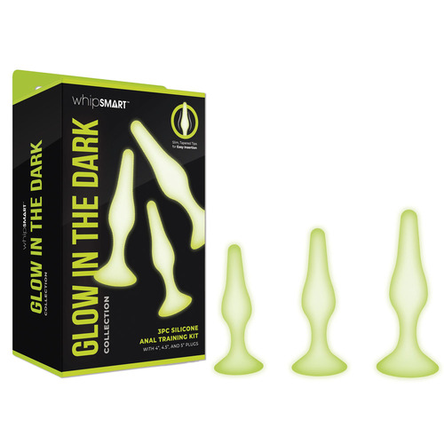 WhipSmart Glow In The Dark 3pc Anal Training Kit Glow In Dark Butt Plugs - Set of 3 Sizes