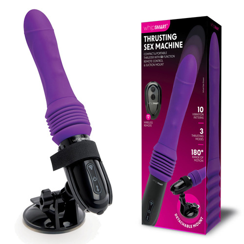 WhipSmart Thrusting Sex Machine Purple 23 cm USB Rechargeable Thrusting Vibrator with Suction Mount