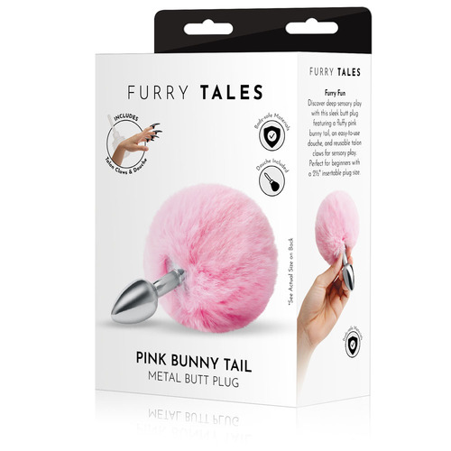 WhipSmart Furry Tales Pink Bunny Tail Metal 6.3 cm Butt Plug with Pink Bunny Tail