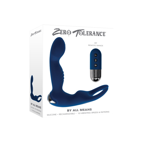 Zero Tolerance BY ALL MEANS Blue 13.4 cm USB Rechargeable Prostate Massager with Cock Ring